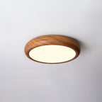 Scandinavian Wood Flush Mount Ceiling Light for Living Room in Walnut Wood Grain & White — Ashbury Home & Living
