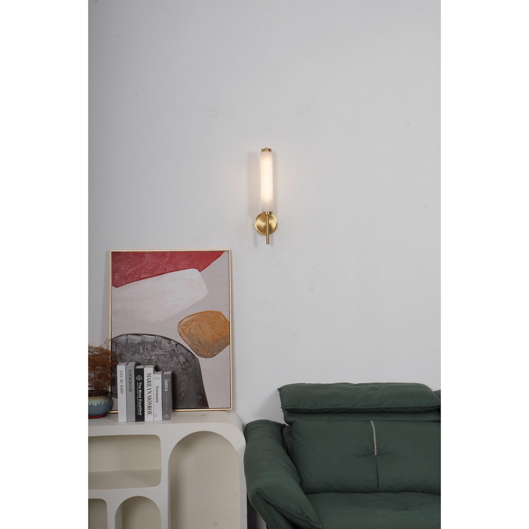 Modern Metal and Faux Alabaster Wall Light for Living Room — Ashbury Home & Living