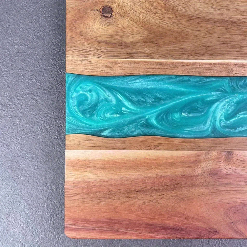 Resin River Chopping Board Acacia Wood Serving Board with Epoxy Resin Inlay Wooden Cheese and Charcuterie Board for Kitchen and Dining