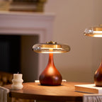 Contemporary Ash Wood And Brass Table Lamp With Glass Shade — Ashbury Home & Living