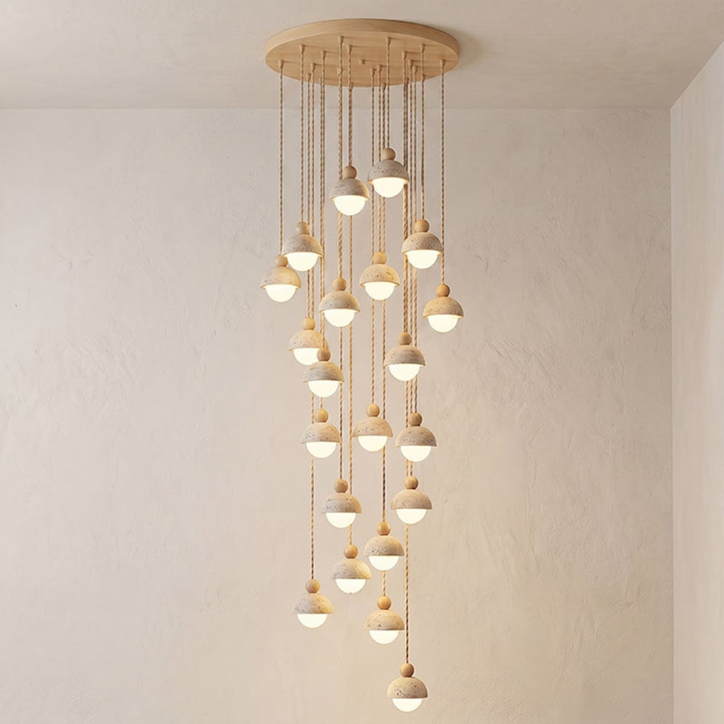 Contemporary Travertine Stone Pendant Light With Dimmable Glow — Ashbury Home & Living