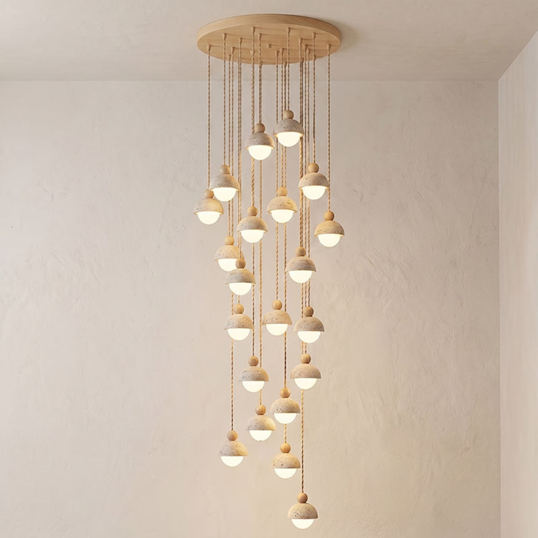 Contemporary Travertine Stone Pendant Light With Dimmable Glow — Ashbury Home & Living