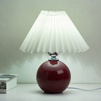 Nordic Ceramic Table Lamp With Pleated Fabric Shade