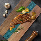 Resin River Chopping Board Acacia Wood Serving Board with Epoxy Resin Inlay Wooden Cheese and Charcuterie Board for Kitchen and Dining