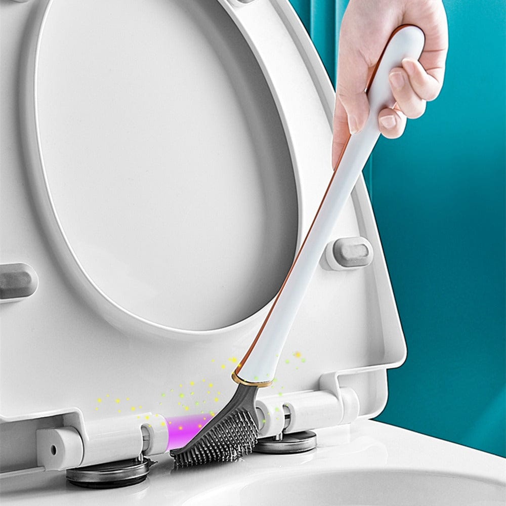 Teardrop Silicone Toilet Brush Set Wall Mounted Drip Holder Flexible Bristle Head Quick Drying Hygienic Loo Brush with Adhesive Hook | Single or Twin