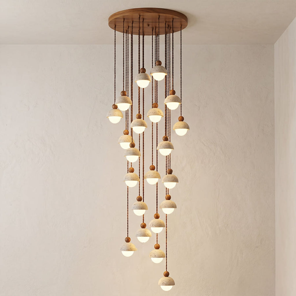 Contemporary Travertine Stone Pendant Light With Dimmable Glow — Ashbury Home & Living