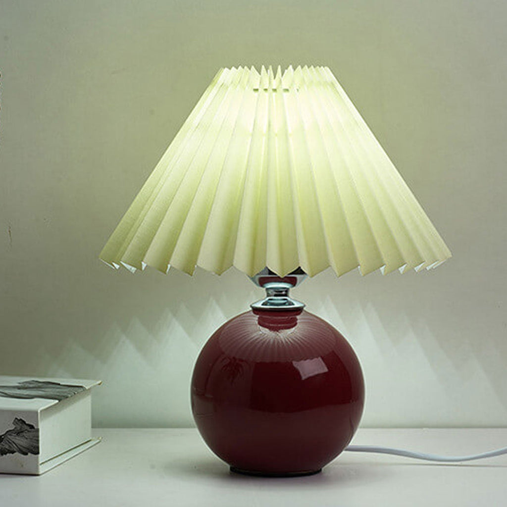 Nordic Ceramic Table Lamp With Pleated Fabric Shade