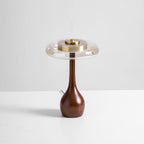 Contemporary Ash Wood And Brass Table Lamp With Glass Shade — Ashbury Home & Living