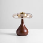 Contemporary Ash Wood And Brass Table Lamp With Glass Shade — Ashbury Home & Living