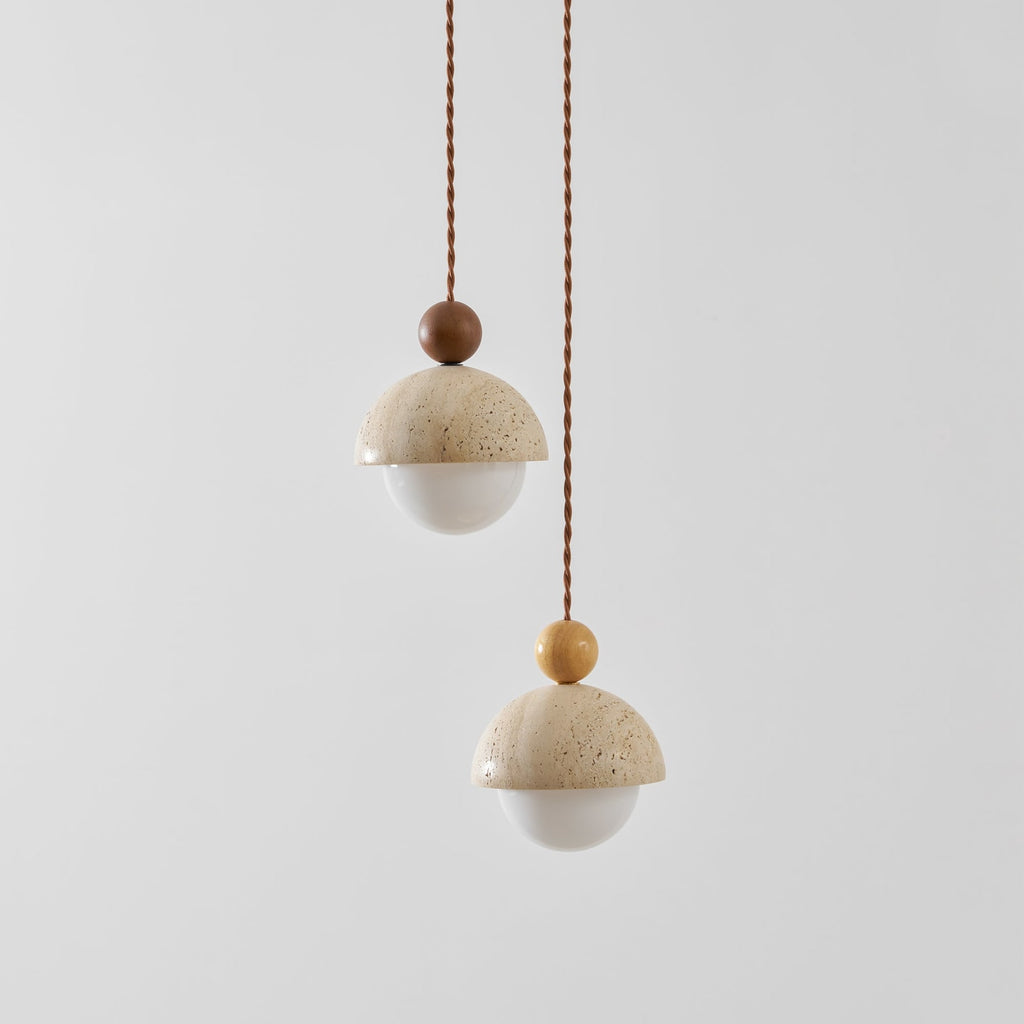 Contemporary Travertine Stone Pendant Light With Dimmable Glow — Ashbury Home & Living