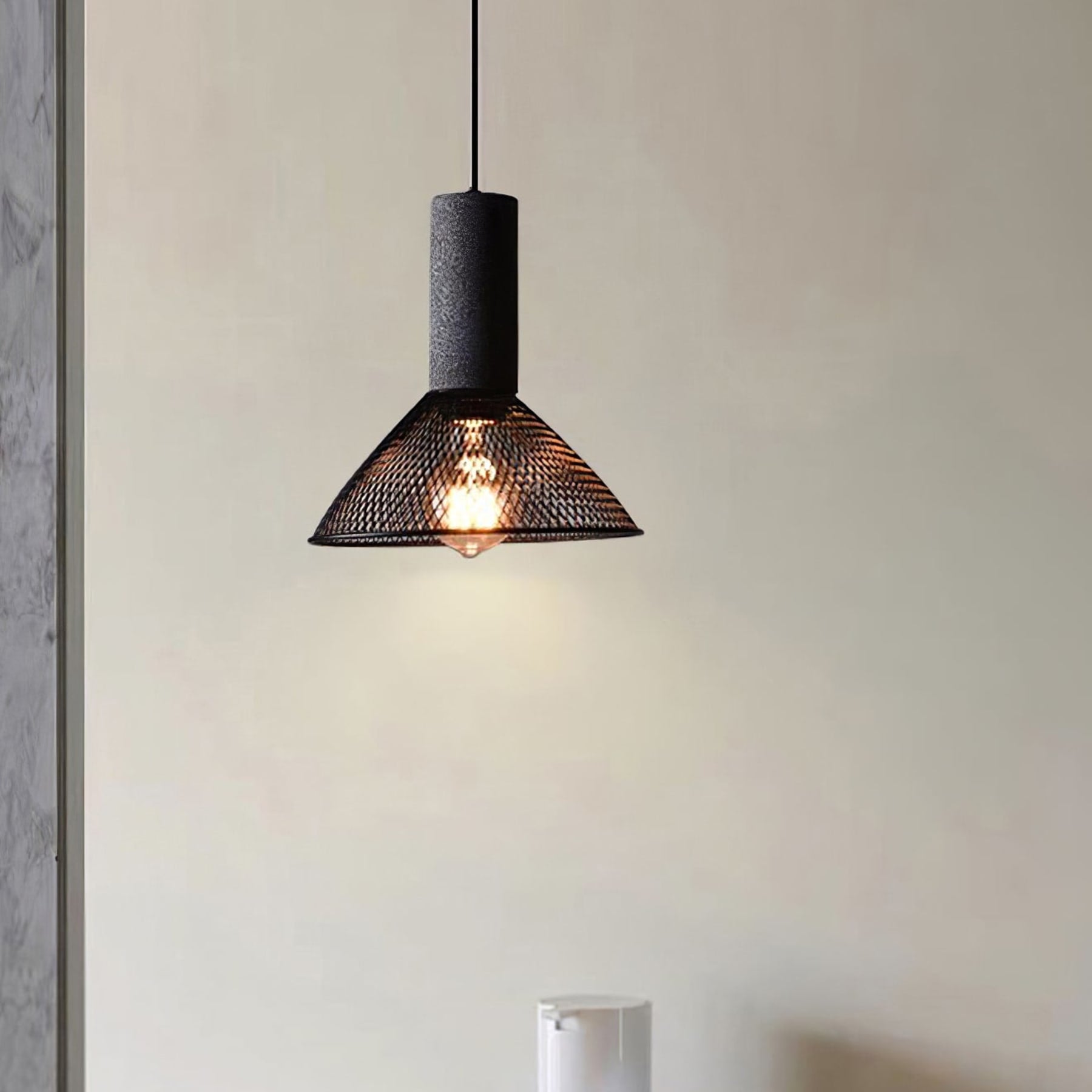 Industrial Concrete Pendant Light With Warm LED Glow — Ashbury Home & Living