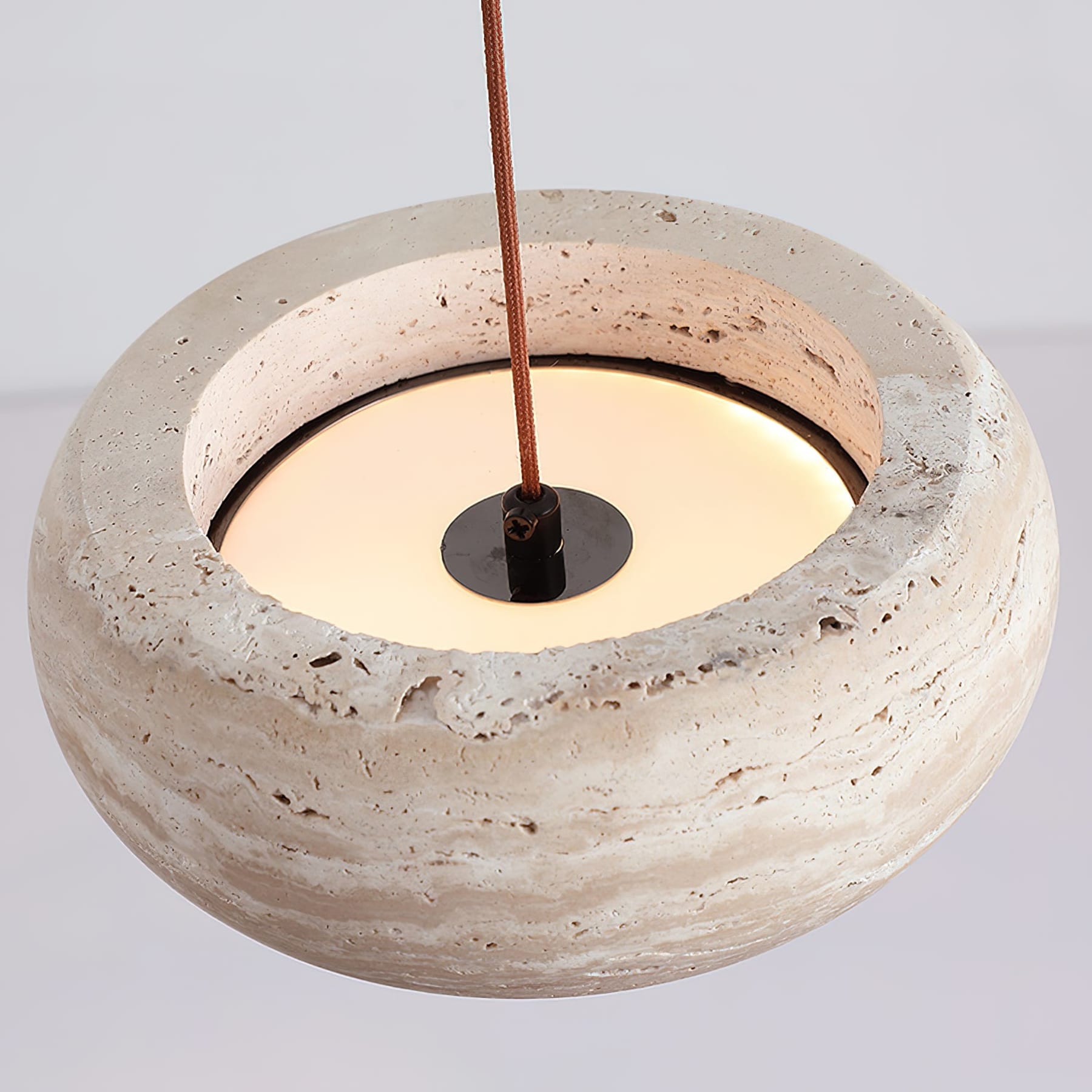 Modern Travertine Stone Pendant Light With Dimmable Remote Control — Ashbury Home & Living
