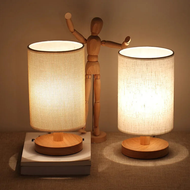 Scandinavian Wood Table Lamp With Linen Shade — Ashbury Home & Living