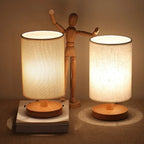 Scandinavian Wood Table Lamp With Linen Shade — Ashbury Home & Living