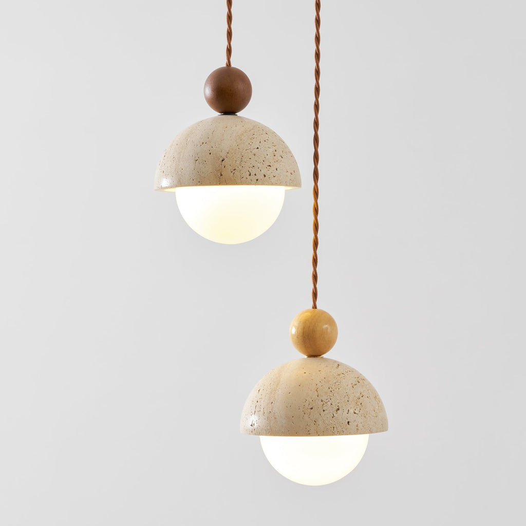 Contemporary Travertine Stone Pendant Light With Dimmable Glow — Ashbury Home & Living
