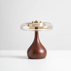 Contemporary Ash Wood And Brass Table Lamp With Glass Shade — Ashbury Home & Living