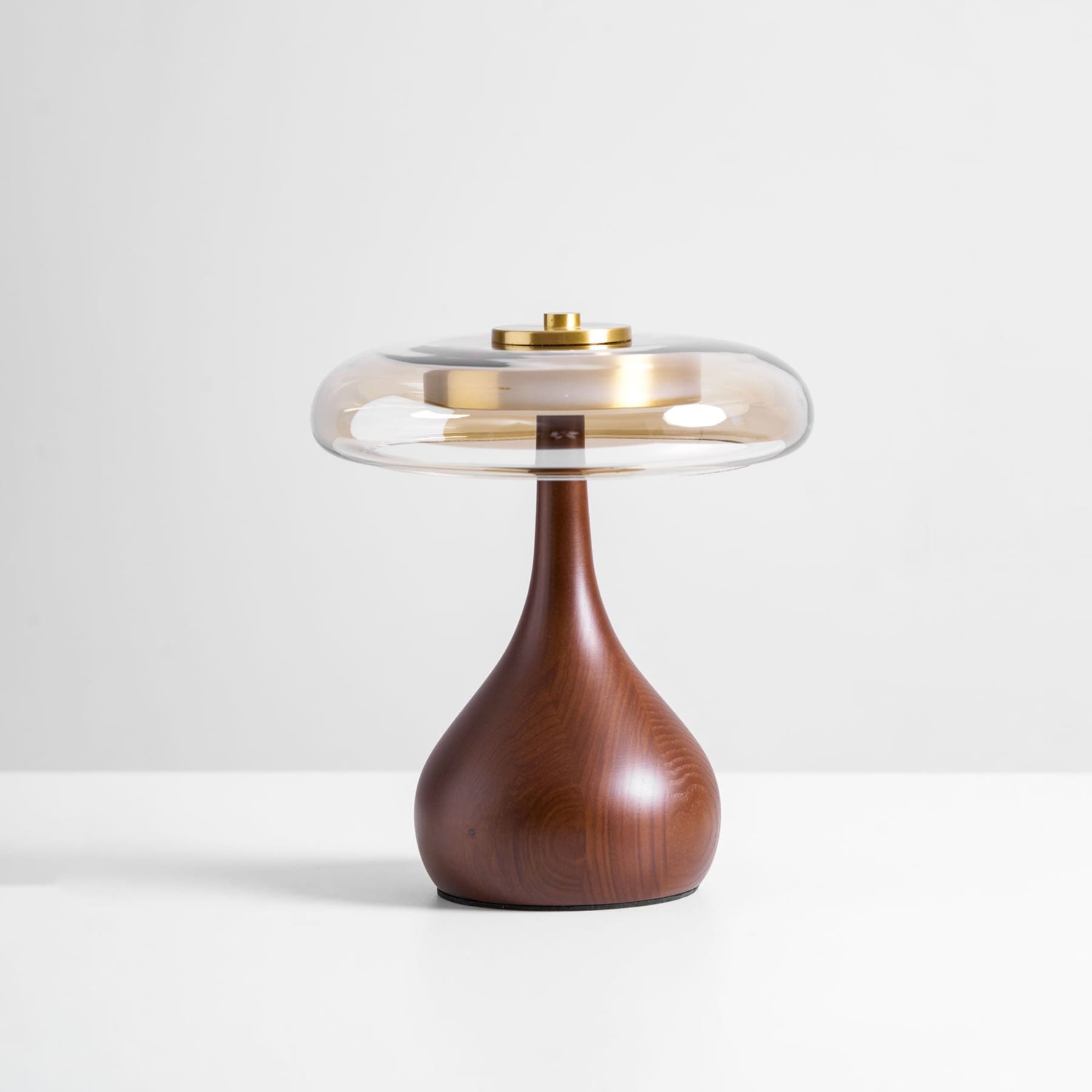 Contemporary Ash Wood And Brass Table Lamp With Glass Shade — Ashbury Home & Living