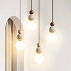 Minimalist Travertine and Wood Pendant Light for Dining Rooms — Ashbury Home & Living