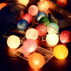 Cotton Ball String Lights LED Fairy Lights with Woven Cotton Balls Battery or USB Powered Garland Lights for Bedroom | Living Room | Nursery and Party