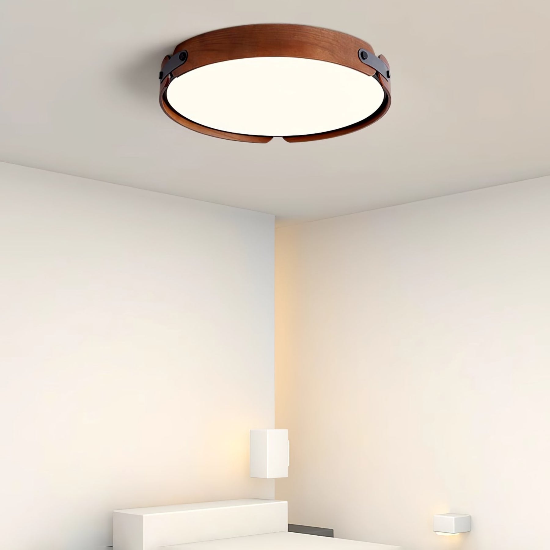 Scandinavian Wood Flush Mount Ceiling Light With Slim Low-Profile Design — Ashbury Home & Living