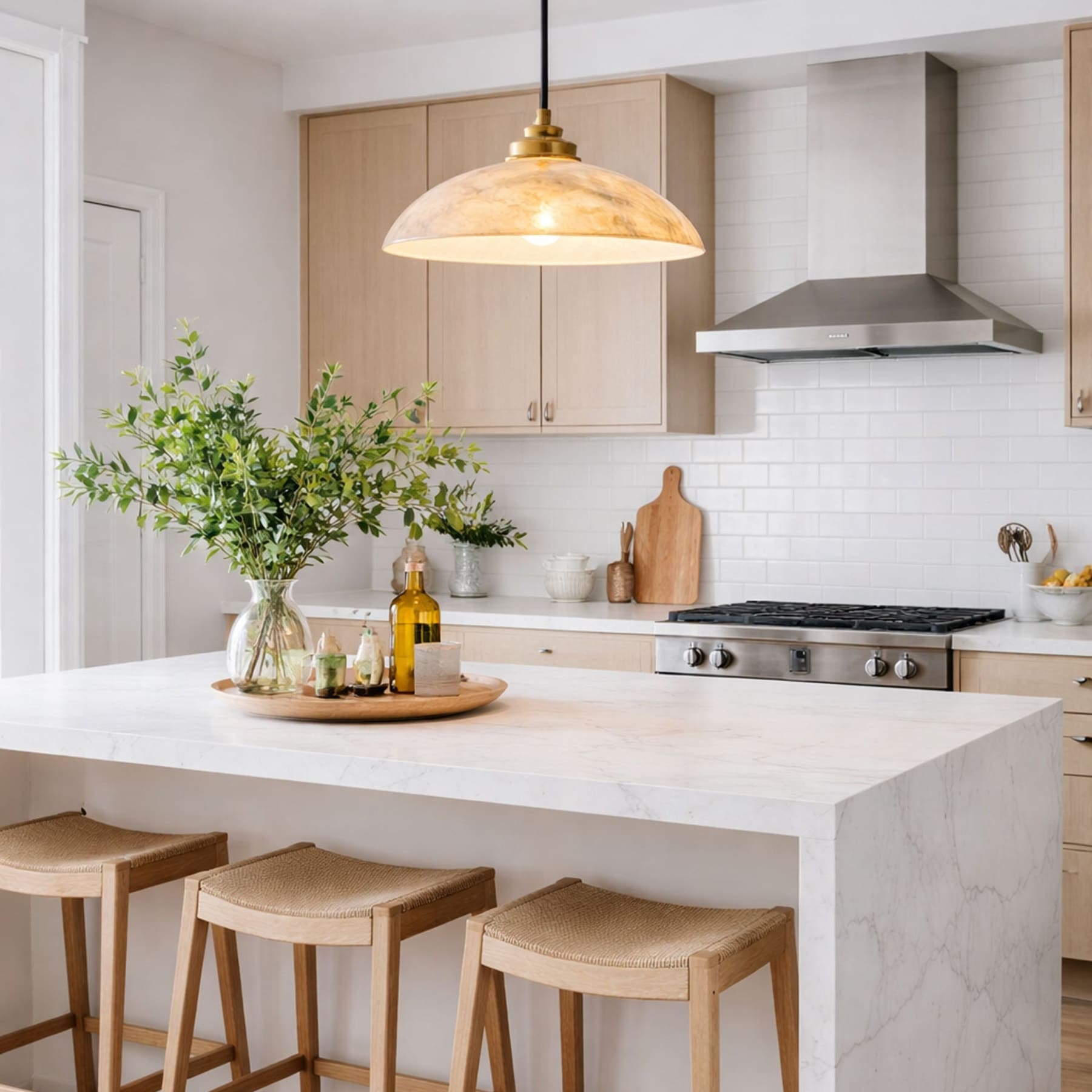 Modern Marble and Copper Pendant Light for Dining Room — Ashbury Home & Living