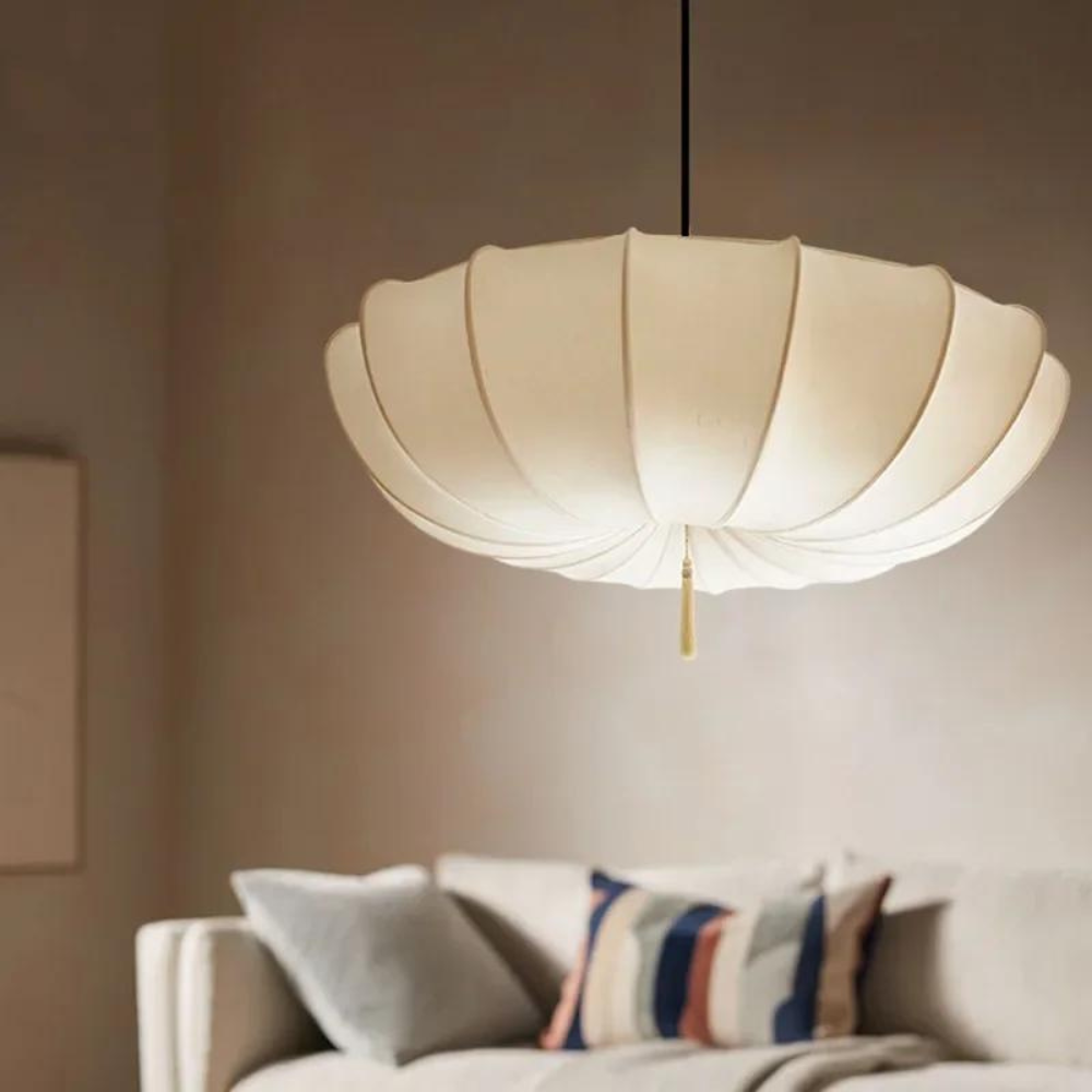 Modern Fabric Pendant Light With Drum Shade