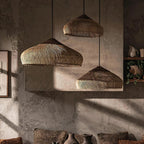 Bohemian Rattan Pendant Light With Woven Dome Shade