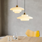 Art Deco Layered Glass Pendant Light With Dome Shade