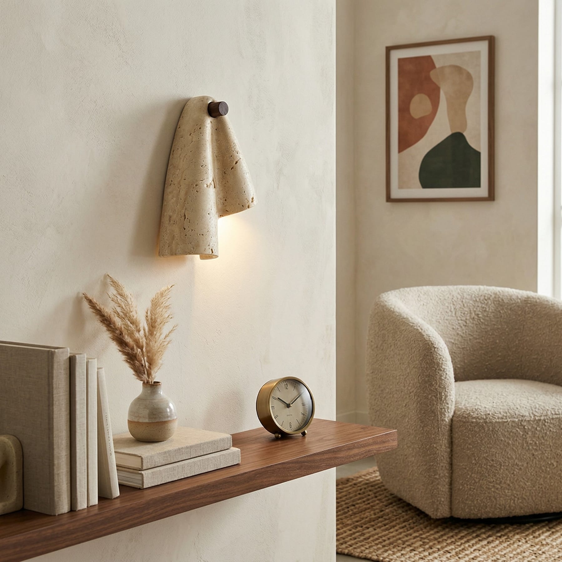 Modern Travertine Wall Light With Warm LED Glow — Ashbury Home & Living