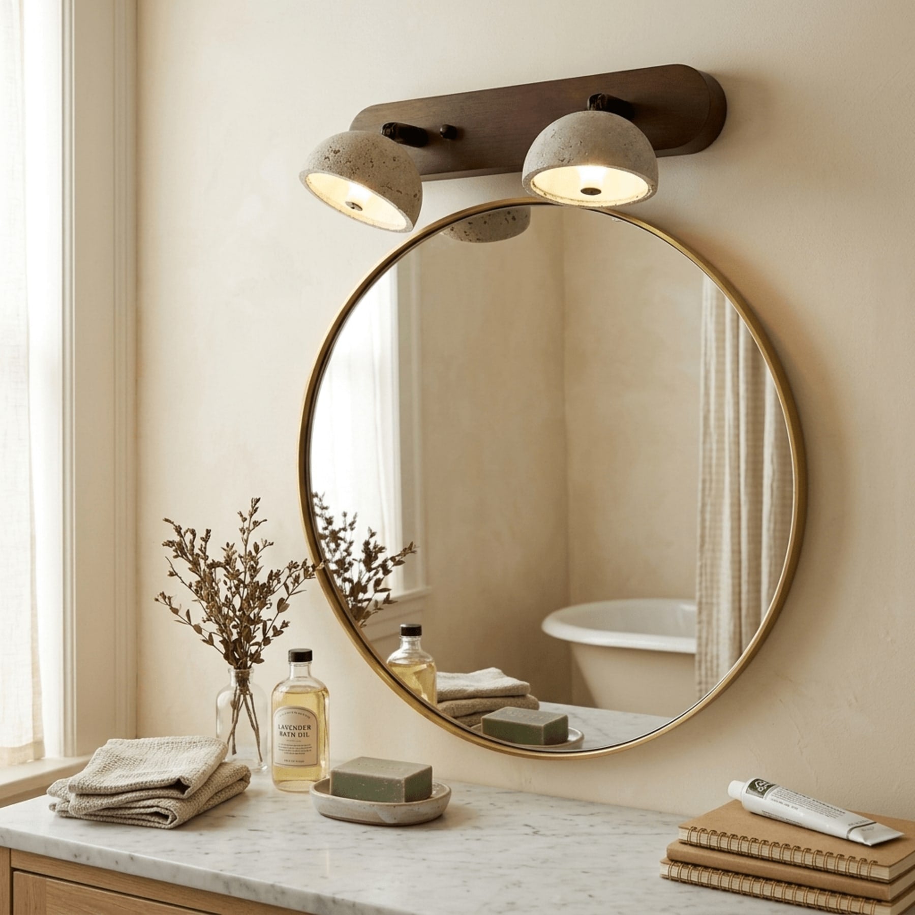 Modern Travertine Wall Light With Warm LED Glow for Living Room — Ashbury Home & Living