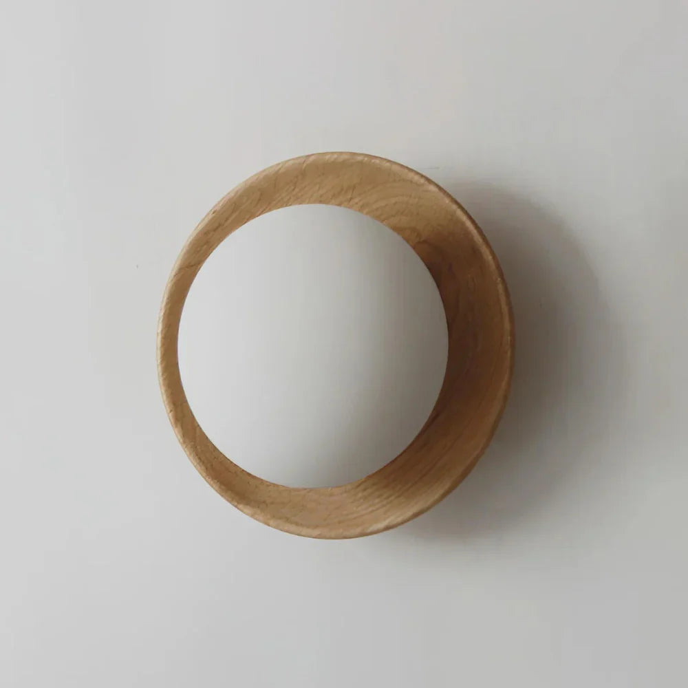 Nordic Natural Wood Wall Light LED Light With Globe Shade