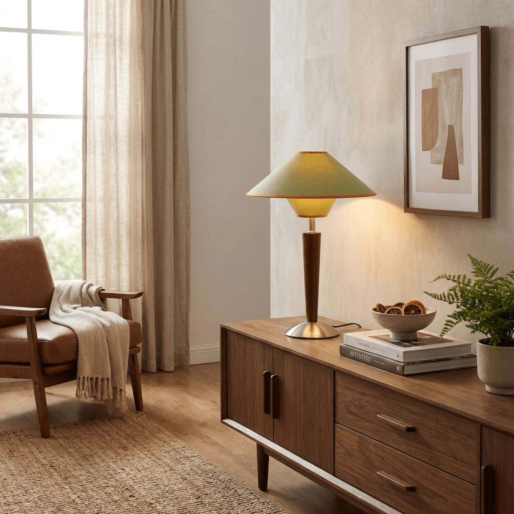 Modern Wood Table Lamp With Fabric Shade for Living Room — Ashbury Home & Living