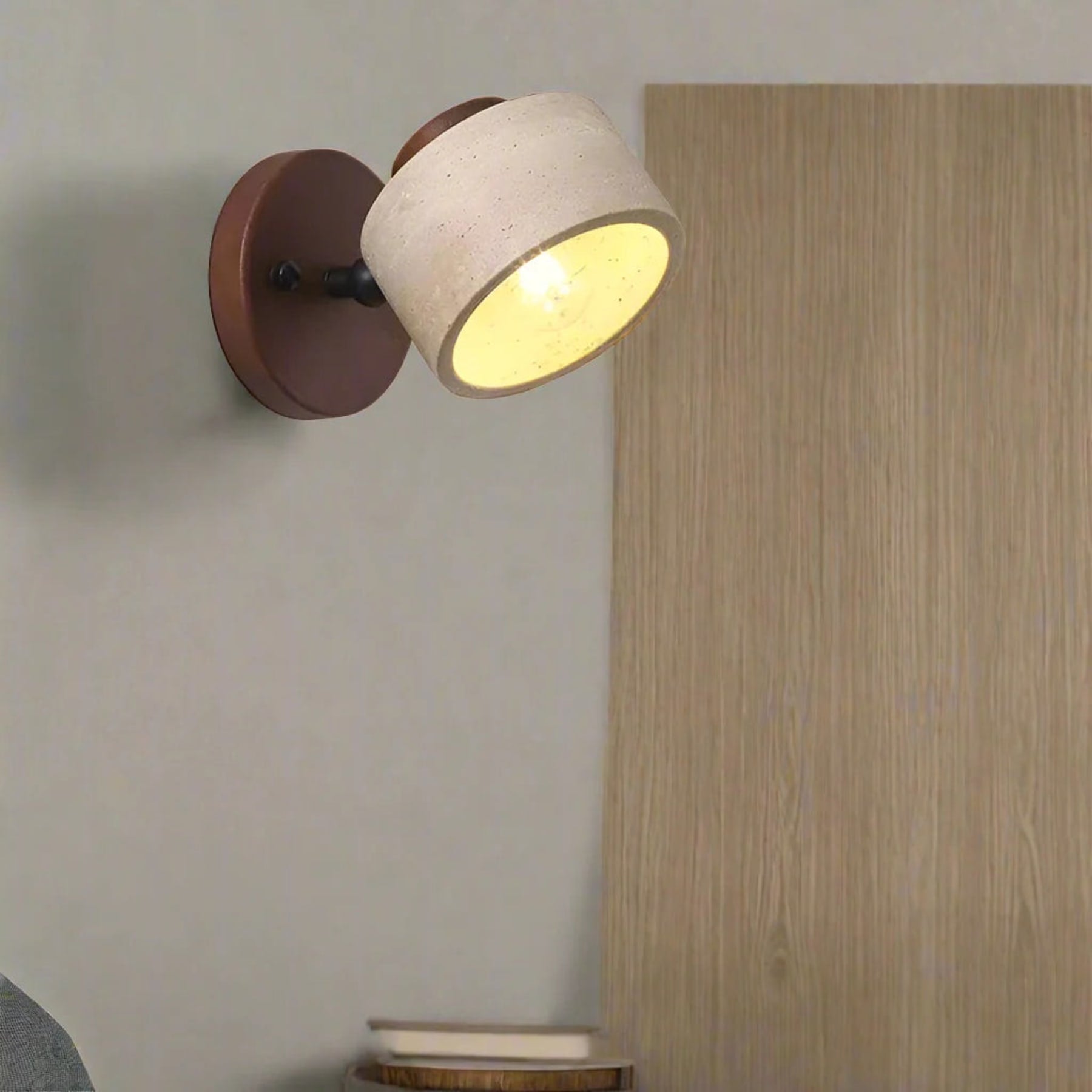 Modern Travertine and Wood Wall Light for Living Room and Bedroom — Ashbury Home & Living