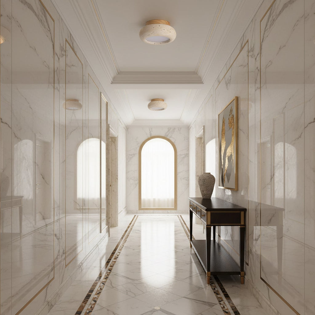 Minimalist Travertine Flush Mount Ceiling Light — Ashbury Home & Living