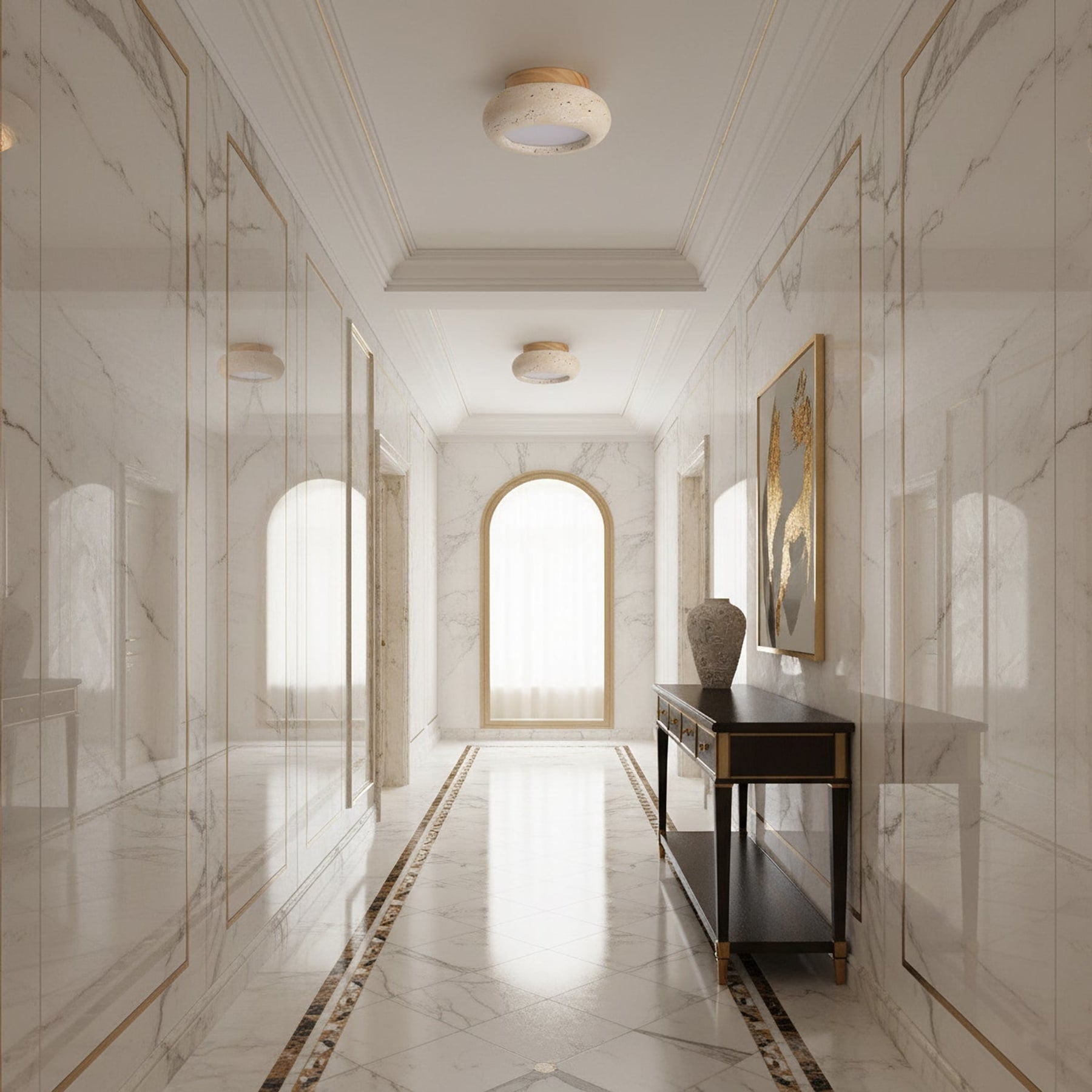 Minimalist Travertine Flush Mount Ceiling Light — Ashbury Home & Living