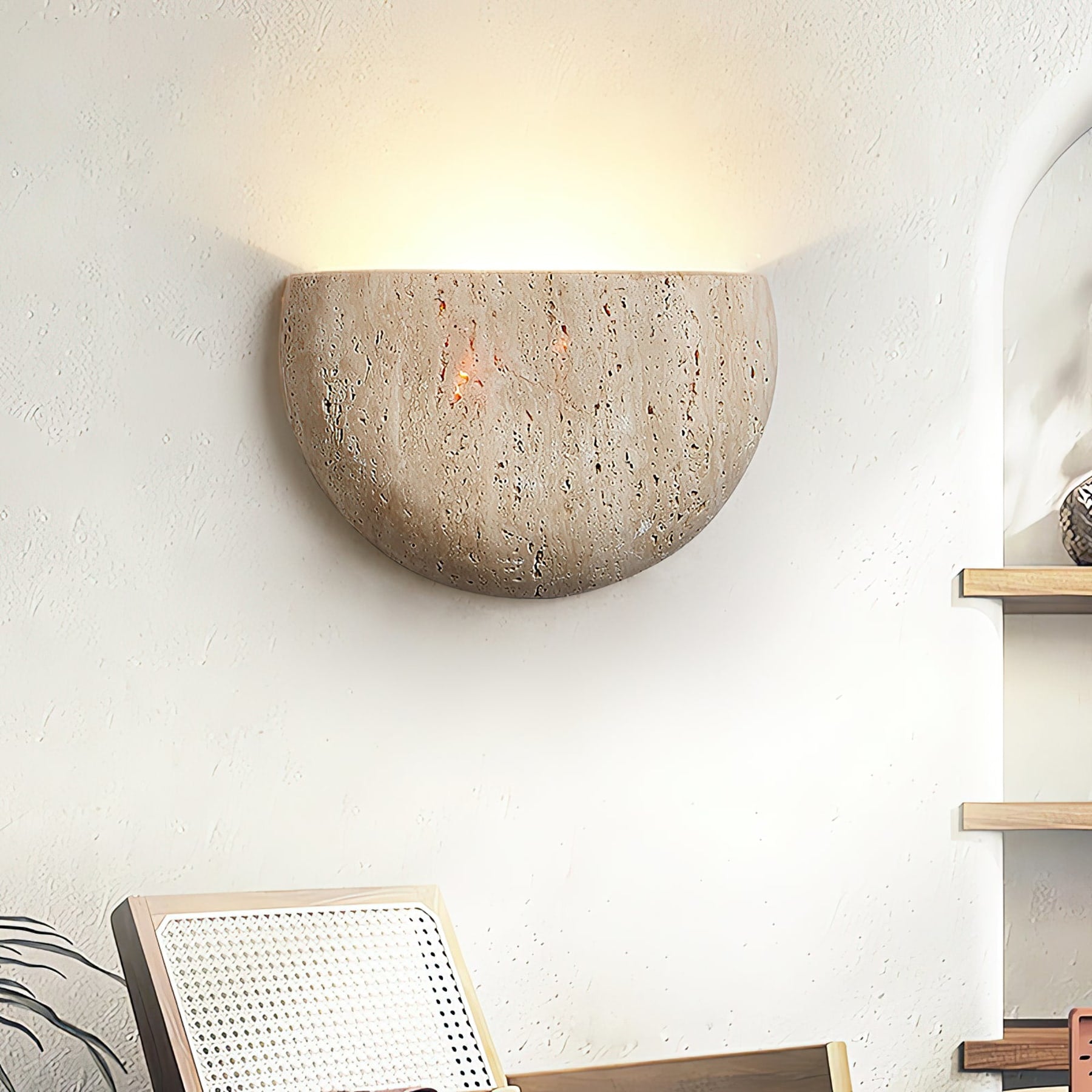 Modern Travertine Stone Wall Light for Living Room — Ashbury Home & Living