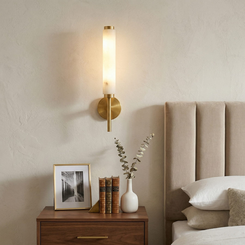 Modern Metal and Faux Alabaster Wall Light for Living Room — Ashbury Home & Living