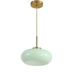 Bauhaus Opal Glass LED Pendant Lights With Oval Shade And Black Cord
