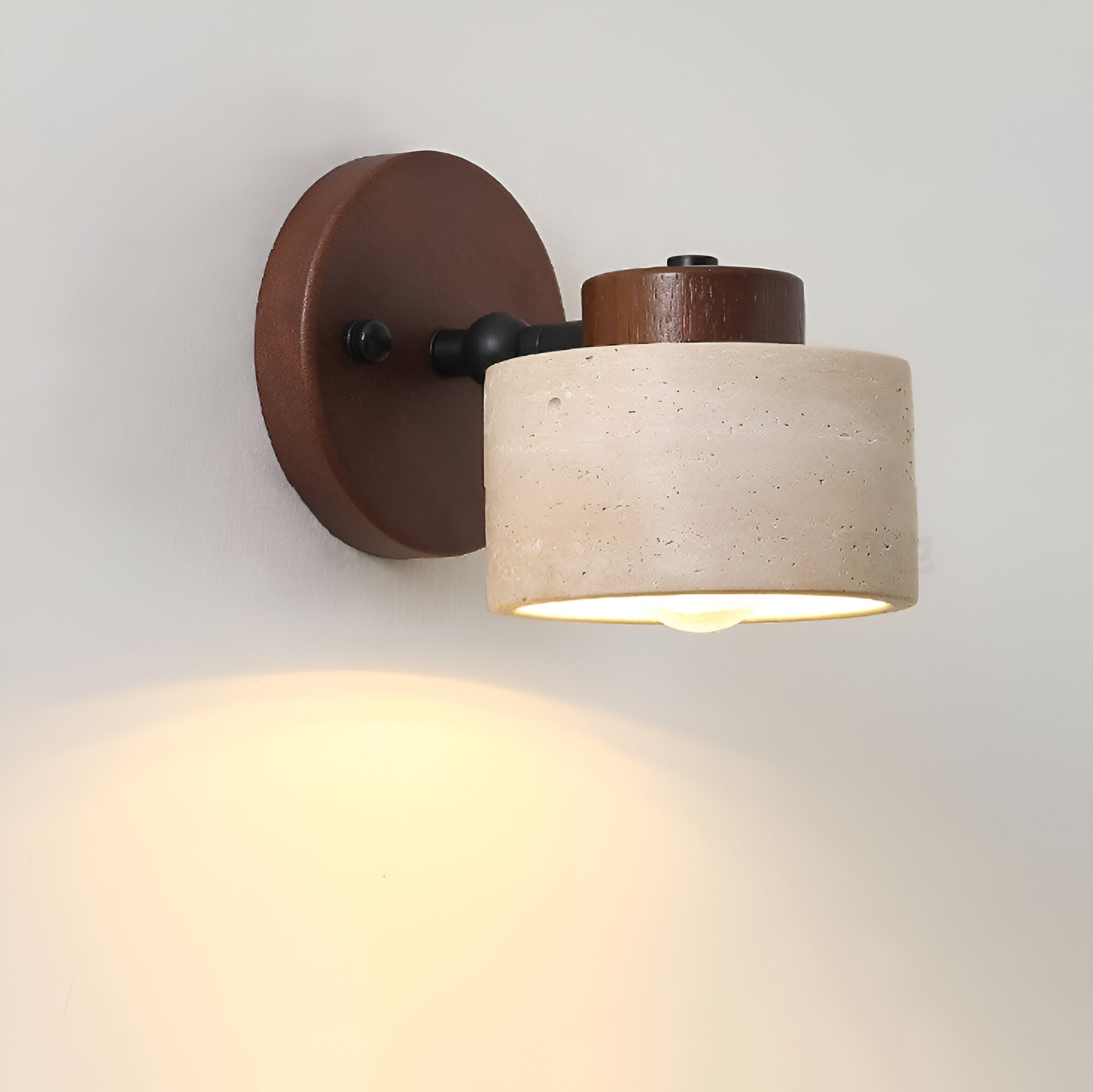 Travertine Stone LED Wall Light Sconce Hardwired with E27 Bulb for Reading