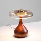 Contemporary Ash Wood And Brass Table Lamp With Glass Shade — Ashbury Home & Living