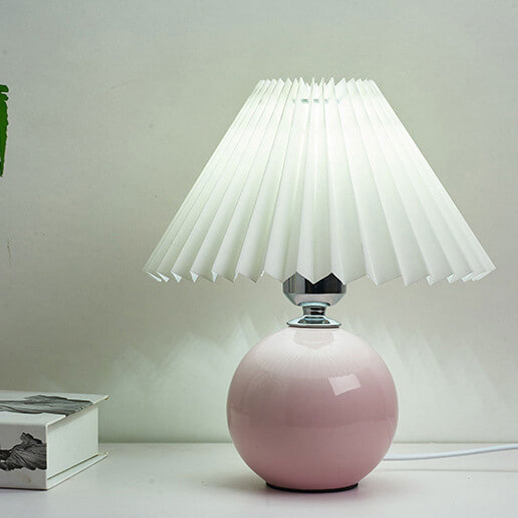 Nordic Ceramic Table Lamp With Pleated Fabric Shade