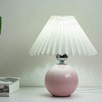 Nordic Ceramic Table Lamp With Pleated Fabric Shade