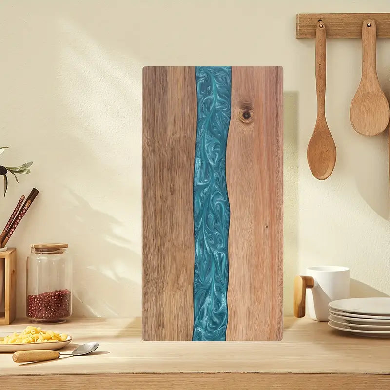 Resin River Chopping Board Acacia Wood Serving Board with Epoxy Resin Inlay Wooden Cheese and Charcuterie Board for Kitchen and Dining