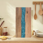 Resin River Chopping Board Acacia Wood Serving Board with Epoxy Resin Inlay Wooden Cheese and Charcuterie Board for Kitchen and Dining