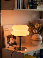 Glass Mushroom Table Lamp With Metal Base