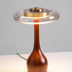 Contemporary Ash Wood And Brass Table Lamp With Glass Shade — Ashbury Home & Living
