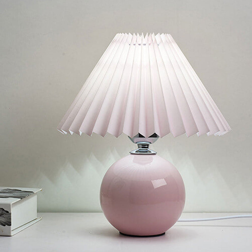 Nordic Ceramic Table Lamp With Pleated Fabric Shade