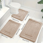 Memory Foam Bath Mat Set Absorbent Non-Slip Bathroom Rug Set with Contour Toilet Mat Machine Washable Microfibre Mats for Bathroom and Toilet
