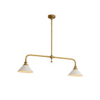 Modern Brass Pendant Light With Ceramic Shades for Dining Room in 2 heads L 120cm x W 23cm x H 30cm / L 47.2″ x W 9.1″ x H 11.8″ — Ashbury Home & Living