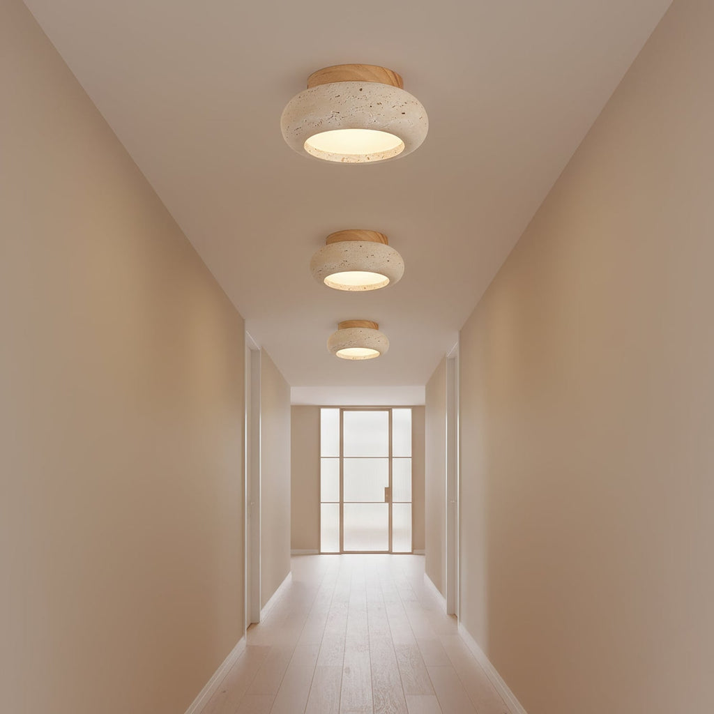 Minimalist Travertine Flush Mount Ceiling Light — Ashbury Home & Living